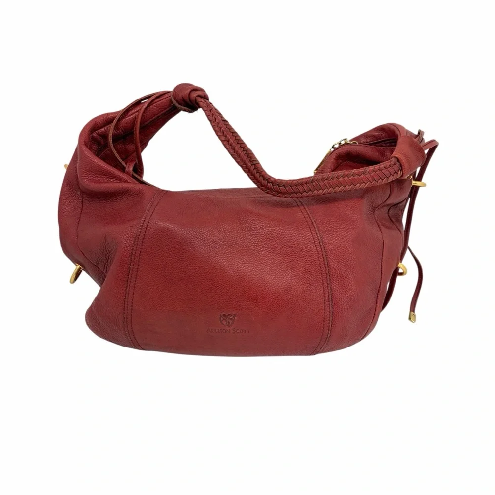 Allison Scott Red Leather Hobo Bag
